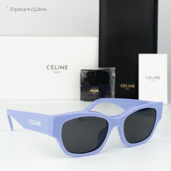 BRAND NEW Celine CL40197U 78A Shiny Lilac Smoke Unisex Cat Eye Sunglasses - Picture 3 of 9